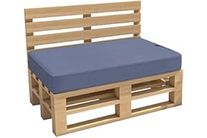 Chilly Pilley Coussin De Palette EU Imperméable - Intérieur/Extérieur Lavable Amovible pour Jardin, Siège et Dos (120x60x15, Poudre Bleu)