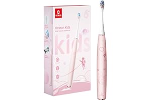 Oclean Cepillo de dientes eléctrico sónico para niños, cerdas suaves aptas para niños, cepillado ultra silencioso, temporizador integrado de 2 minutos, impermeable IPX7, para mayores de 5 años (rosa)