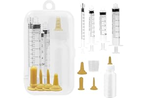 CHIPKART Puppy Feeding Bottles, Feeding Syringes, Newborn Small Animals Milk Bottles for Nursing with Replacement Nipples, Pet Feeder Set, Newborn Kitten & Puppy Gift(White)