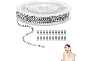 HJDJBD 5m Edelstahl Kugelkette Silber,Mit 20 Stk Kugelketten Verbinder,Rollokette,2mm Perlen Rollenkette,Mit Anschlüssen,Edelstahlkette,Verlängerungskette,DIY-Herstellung,Gliederkette,Armbandketten,Basteln