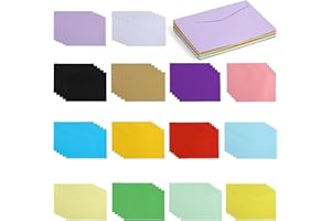 Wenrescry 50 Pack Assorted C6 Envelopes - Recycled Kraft Paper, Durable Coloured Invitation Envelopes for Postal Use, 10 Colours, 17.5 x 12.5 cm