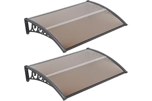 Belfoyer Auvent de Porte d’Entrée DIY, Marquise en Polycarbonate Creux avec Cadre PP et Embouts Aluminium, Protection Contre Pluie, Neige et UV pour Porte, Fenêtre ou Terrasse (100 * 150 cm)