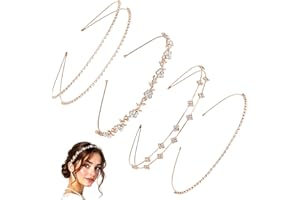 Giantree 4 Pieces Rhinestones Headbands For Women, Silver Bridal Headband, Crystal Flower Girl Leaves Crown Head Band Tiara Wedding Hair Accessories