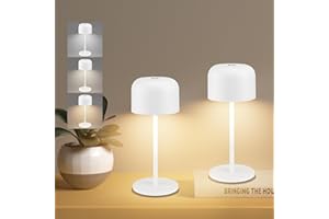 Klighten 2 sztuki Zewnętrzna bezprzewodowa lampa stołowa Led 3000K-6000K Mała ładowalna lampa biurkowa z Usb-C, biała, wodoodporna IP54, H29cm, aluminium, ciepłe/naturalne/zimne światło