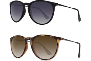 WOWSUN Polarisierte Sonnenbrille für Frauen Vintage Retro Runde verspiegelte Gläser