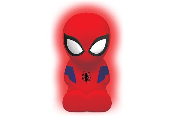 Lexibook, Spider-Man, Nattlampa i färg för barnrummet, färgbyte, mjukt ljus, Batteri, Blå/Röd, NLJ01SP