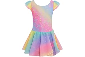 trudge Justaucorps de ballet pour fille - Manches courtes/manches longues - Coton - Justaucorps de danse avec jupe tutu