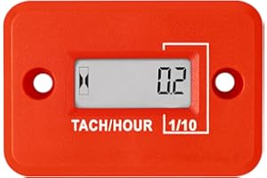 RileyFine RQ-HM012 Digitaler Drehzahlmesser, TOT Stundenaufzeichnung, Echtzeit-Drehzahlanzeige, für ZTR Rasenmäher Traktor Generator Außenborder (red)
