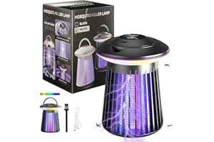 MEISHANG Insektenvernichter Elektrisch,Mückenlampe Wiederaufladbar,Mückenfalle mit UV-Licht und Bunte Lichter,Tragbare Insektenvernichter MückenschutzMücken Killer für Innen-Außenbereich (Schwarz)