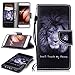 Produktbild FNBK Huawei P10 Hülle Leder Lanyard Löwe Flip Schutzhülle Silikon BackCover Flip Cover Wallet Bookstyle Handyhülle Tasche Stand Kartenfächer Ledertasche