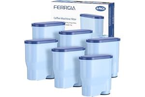 FERRGIA 6 Piezas Filtro de Agua de Repuesto con Philips AquaClean CA6903/10,CA6903/22,CA6903,Cafeteras Automáticas para Saeco y Philips,Reduce Contenido Cal,Certificado por Pruebas