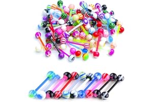 LuLiyLdJ Piercing Lingua Piercing Capezzolo Plastica Set 16mm 14G Plastica Flessibile Piercing Lingua Bilanciere