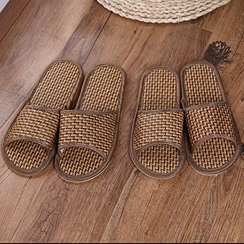 DHGH Natural rattan grass woven summer refreshing environmental protection slippers couple models,brown,38-39