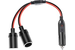 IDUDU Zigarettenanzünder Verteiler,Adapter Auto Zigarettenanzünder mit Kontrollleuchte,12V/24V Doppelsteckdose Splitter mit Schalter für AUTO, KFZ, LKW（15A | 16AWG）