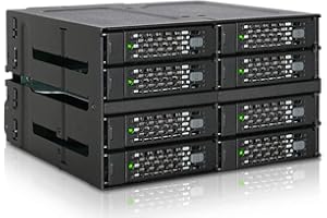 Icy Dock Gabbia backplane, Rack Mobile Robusto, Enclosure Rack in Metallo per 8 unità SSD o SATA/SAS HDD da 2,5" in 2 alloggiamenti da 5,25" con connettore miniSAS HD - ToughArmor MB508SP-B