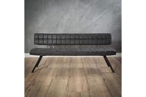 Beauty.Scouts Sitzbank Essbank Letala XL schwarz Lederoptik Stahlgestell robust 180x54x83cm (B/T/H) Esszimmerbank Sitzkomfort gepolstert mit Rückenlehne bequem