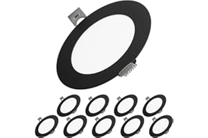 ‎ECD GERMANY ECD Germany 10er Pack LED Panel Einbaustrahler 5,5W Rund Ø105x30mm Neutralweiß 4000K, Schwarz, 480 Lumen, Alu, Flach Ultraslim, Wasserdicht IP44, Deckenstrahler Deckenleuchte Einbauleuchten Spot Lampe