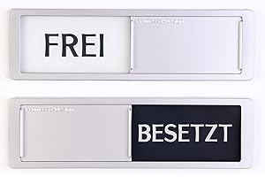 PROMESSA-DESIGN FREI - BESETZT Schilder XL - Mit Schieber - Frei Besetzt Schiebeschild - Klebeschild - 17,5 x 5 x 0,7 cm - Montage: 3M Klebefläche - Schilder mit Schiebefunktion.