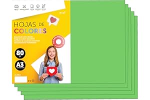 Papier A3 Couleur - Feuilles A3 80g Pour Imprimante Jet d'Encre et Laser, Ramette Papier Pour Loisirs Créatifs, Bricolage et Décoration M-office (50 feuilles, Vert)