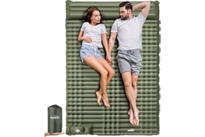 Elegear Self Inflating Camping Mattress Double,Ultra Thick Camping Sleeping Mat Double Foot Pump with Pillow,Outdoor Camping Pad for Hiking Travel Backpacking Beach, Camping Accessorie