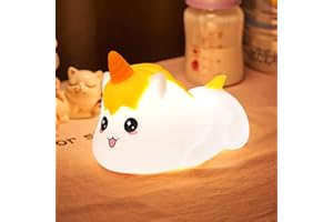 EOIWUY Luz Nocturna Infantil, Lampara Bebe Noche de Silicona Unicornio con 9 Cambio de Color Dual & Modo de Ciclo Luz, Control Táctil, Lampara Quitamiedos LED Recargable para Niñas y Niños