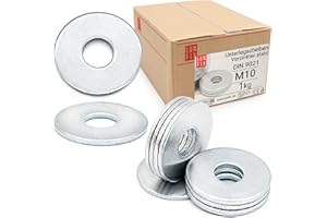 LUN FIX Rondelle acciaio zincato M 10-1 Kg (84 Pezzi) DIN 9021 – 1 Kg (84 Pezzi) | rondella piana grande per viti, bulloni e dadi | rondelle grandi piane acciaio per carpenteria, montaggio e fissaggi