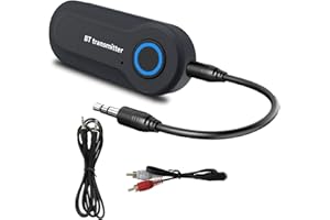 TRYT Trasmettitore Bluetooth, Trasmettitore Bluetooth 5.0, Adattatore Bluetooth Wireless Portatile, Sistema Audio Stereo Da 3,5 Mm A Bassa Latenza, Adatto Per Auto/Tv/Pc/Laptop/Cuffie/Tablet/Mp3/Mp4