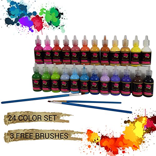 Fabric Paint 24 Farben Premium Qualität 3D permanente lebendige Farbe Textilfarben Farbstoff für Stoff, Leinwand, Holz, Keramik, Glas von Crafts 4 ALL - 2