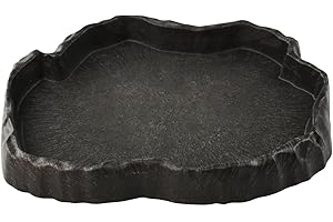 Flylin Reptilien Wasserschale, Reptilien Futterstation Harzfelsen Reptilienfutter und Wasser-Futternapf, Reptile Rock Feeder Bowl Schildkröte Eidechse Harz Water Bowl Reptile Terrarium Food Dish (M)