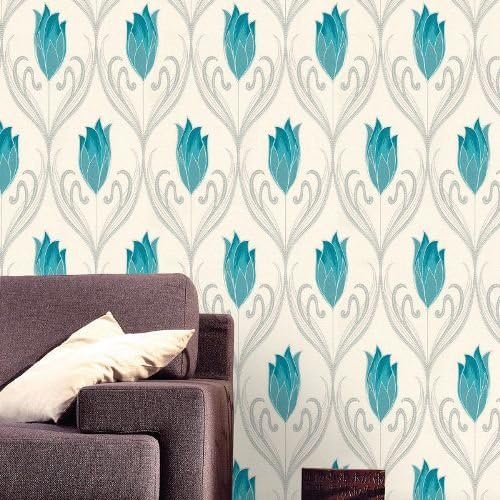 Belgravia Decor Crystal Wallpaper Feature Teal 242 Full Roll