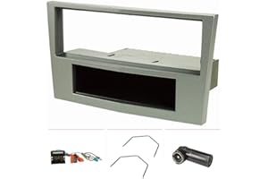 tomzz Audio 2439-091 ramka radiowa zestaw kompatybilny z Opel Corsa D Astra H Zafira B matowy chrom z adapterem Quadlock ISO, adapter antenowy Fakra zasilanie phantom DIN ISO, uchwyt odblokowuj?cy