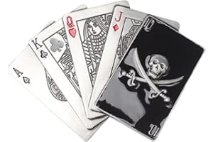 LONGCREEK Men’s Poker Cross Sword Skull Belt Buckle Jewelry, Vintage Royal Flush Playing Cards Skull Punk Rock Western Cowboy Belt Buckle for Men