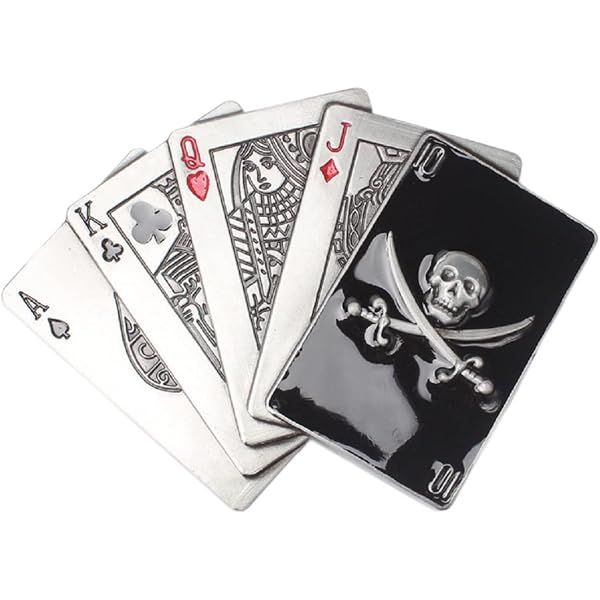 Pistol Belt Buckle For Men, Gun Buckle, Playing Cards Double Guns Poker