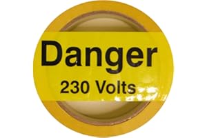 iSigns Warning Tape (Danger 230 Volts), 1 Roll, Self-Adhesive Warning High Voltage Tape, Laminated, 48mm x 33m