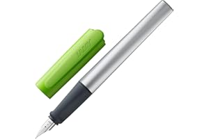 ‎LAMY Lamy nexx lime Füller - Füllhalter mit rutschfestem Griff & polierter Stahlfeder in Strichbreite A - dreieckiges Gehäuse aus Aluminium - inkl. Tintenpatrone T 10 blau - Rechtshänder