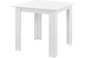 [en.casa] Tavolo da Pranzo con Piano Quadrato e Gambe a Forma di L 80 x 80 x 76cm Tavolo da Cucina in Design Moderno - Bianco