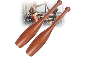REOTEL Wood Indian Clubs Pair 2lb for Training Wooden Mace Exercise Club for Strength Training Rehabilitation Improves Grip Full Body Workout for Men Women,L
