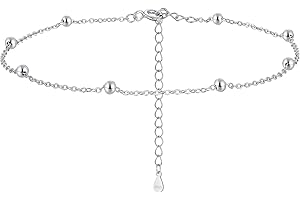 Cangall Silver Anklets for Women, 925 Sterling Silver Ankle Bracelets for Women, Adjustable Beach Barefoot Anklet String, Silver Simple Foot Chain, Ankle Chain for Summer Holiday jewellery for Girls