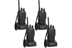 Greaval Walkie Talkie Rechargeable 4 Pack Long Distance 2 Two Way Radio for Adults and Kids 16 Channel with Earpieces Headphones LED Flashlight