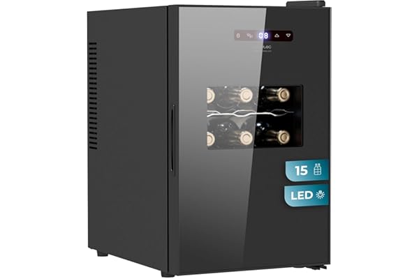 Cecotec Cave à Vin Bolero GrandSommelier 1550 CoolCrystal, Cave pour 15 Bouteilles, Température Réglable de 5-18ºC, Refroidissement Thermoélectrique, Silencieuse 35 dB, Panneau Tactile et LED éco