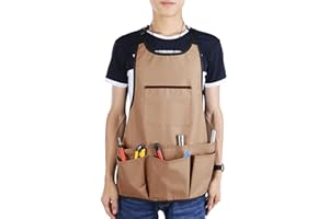 HIBUCUO Oxford Cloth Garden Apron with 14 Pockets, Waterproof Thickening Garden Tools Belt Multifunction Wear-Resistant for Women Men, Multipurpose Aprons for Gardening, Cooking, Cleaning and Woodworking