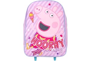 GIFTIDEAZZ TIMELESS GIFTS THAT REFLECT YOUR STYLE GIFTIDEAZZ Kids Wheeled Trolley Backpack - Foldable Suitcase Rucksack with Favorite Character Designs - Travel Carry-on Luggage for Children (Standard Peppa Pig Hooray for Today Trolley)