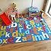 Superb Kids / Childs Rug Blue Multi Coloured Large Alphabet Educational 200cm x 300cm (6'6 x 9'9 approx)