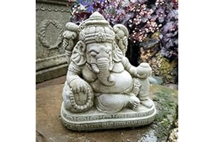 BURGESS HOME & GARDEN Statua di Ganesh reclinabile in pietra ricostituita | Ornamento da giardino orientale vintage