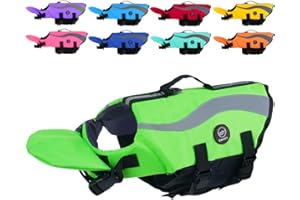 EMUST Dog Life Jacket, Ripstop Large Dog Life Vests Swimsuit for Boating/Swimming/Pool with Double Rescue Handles, Dog Flotation Vest for Large Dogs, Green,XXL