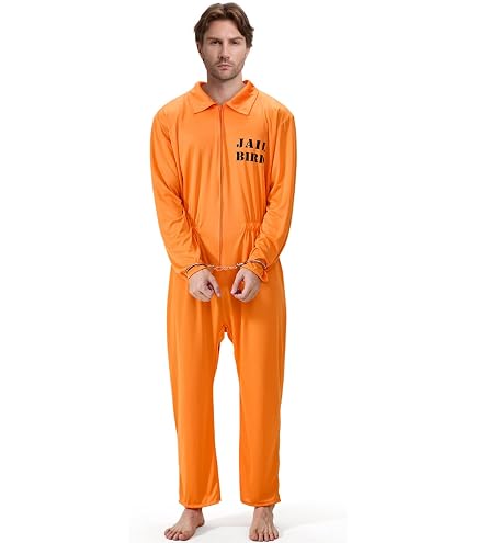 Disfraz De Prisionero Con Mono Naranja – Incluye Tatuajes Temporales, Cuchillo Ensangrentado Y Placa De Identificación, Tallas S-3XL, Para Hombres Y Mujeres, Ideal Para Halloween Y Carnaval