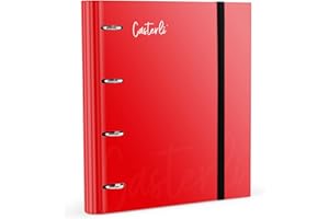 Casterli 72993 - Carpeta 4 anillas troquelada color Basic, Tapa forrada mate, Tamaño 320 x 275 x 40 mm, colores surtidos, Anillas de 40mm (ROJO)
