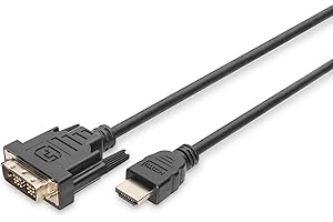 DIGITUS Câble adaptateur HDMI - Type A vers DVI-D (18+1) - Full HD - 2m - Liaison simple - Compatible avec PC, moniteur, projecteur - Blister - Noir
