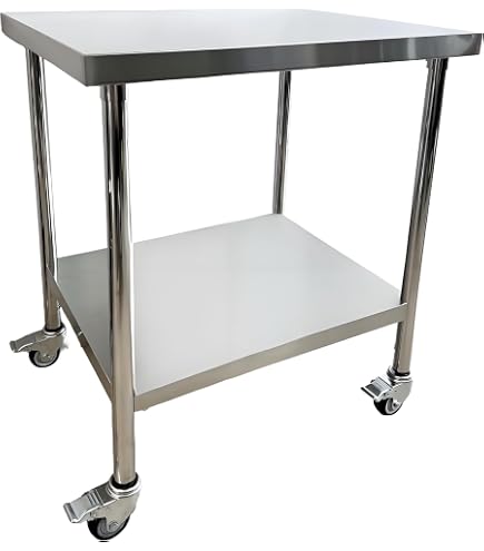 Table Inox Adossée 180x60 Cm - étagère Basse - Supporte 150 Kg
