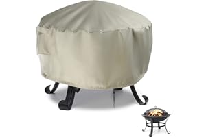 Rilime Feuerstelle Tischabdeckung rund 76,2 x 30,5 cm, 600D Heavy Duty PVC Wasserdicht Winddicht Anti-UV Outdoor Kaminabdeckung Feuerschale Abdeckung, Beige